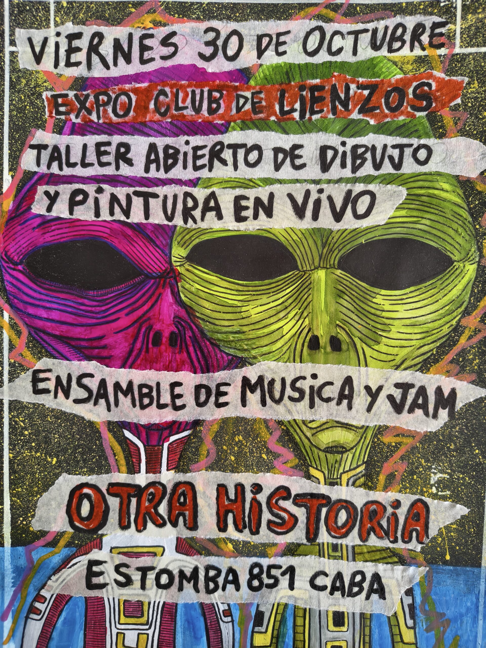EXPO CLUB @CLUBDELIENZOS Viernes 30 DE OCT. en OTRA HISTORIA CLUB CULTURAL Puerta 20hs Jornada de Artes plasticas y escénicas Taller de Dibujo & Pintura en Vivo a partir de las 20hs Ensamble Musical (podes caer con tu instrumento) poesía y lecturas breves invita @jam_enchufados Organizando está Jornada Taller: @siberiakwan @gustavogonzalez_tattoo @pogo_mental #eldibujantesinnombre @kmytattoo Podes venir a Intervenir láminas, bastidores improvisados, collage de revistas y mesa de dibujo abierta. Podés traer tus materiales y tambien usar los insumos que hay disponibles el club Rancheo en el Patio de Comidas y barra ESTOMBA 851 Villa Ortuzar CABA Entradas en la Web de Otra Historia